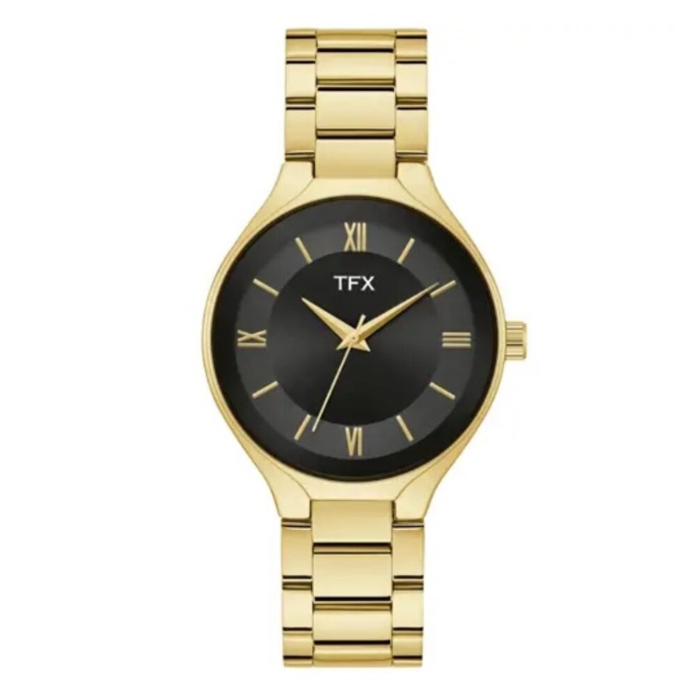 Bulova TFX Men's Dress Gold-Tone Watch with Black Dial 37A001